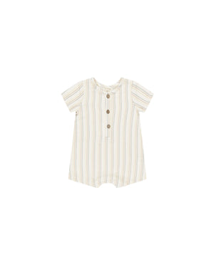 Quincy Mae - Summer Stripe Short Sleeve Woven Romper