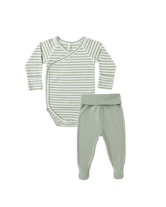 Fern Stripe Side Snap Bodysuit + Pant Set