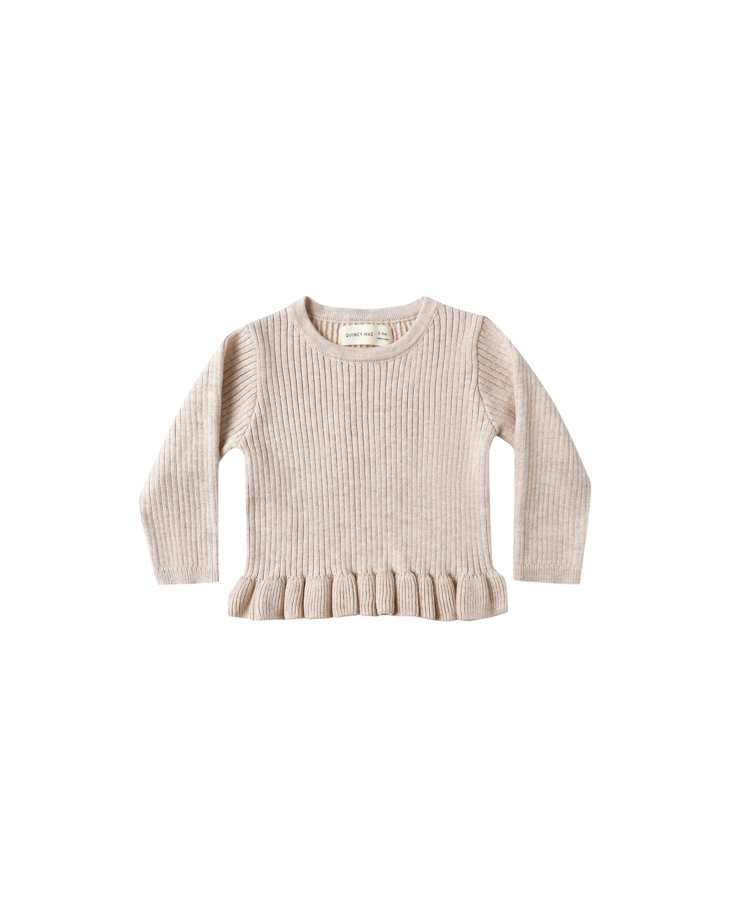 Heathered Oatmeal Rib Knit Peplum Top