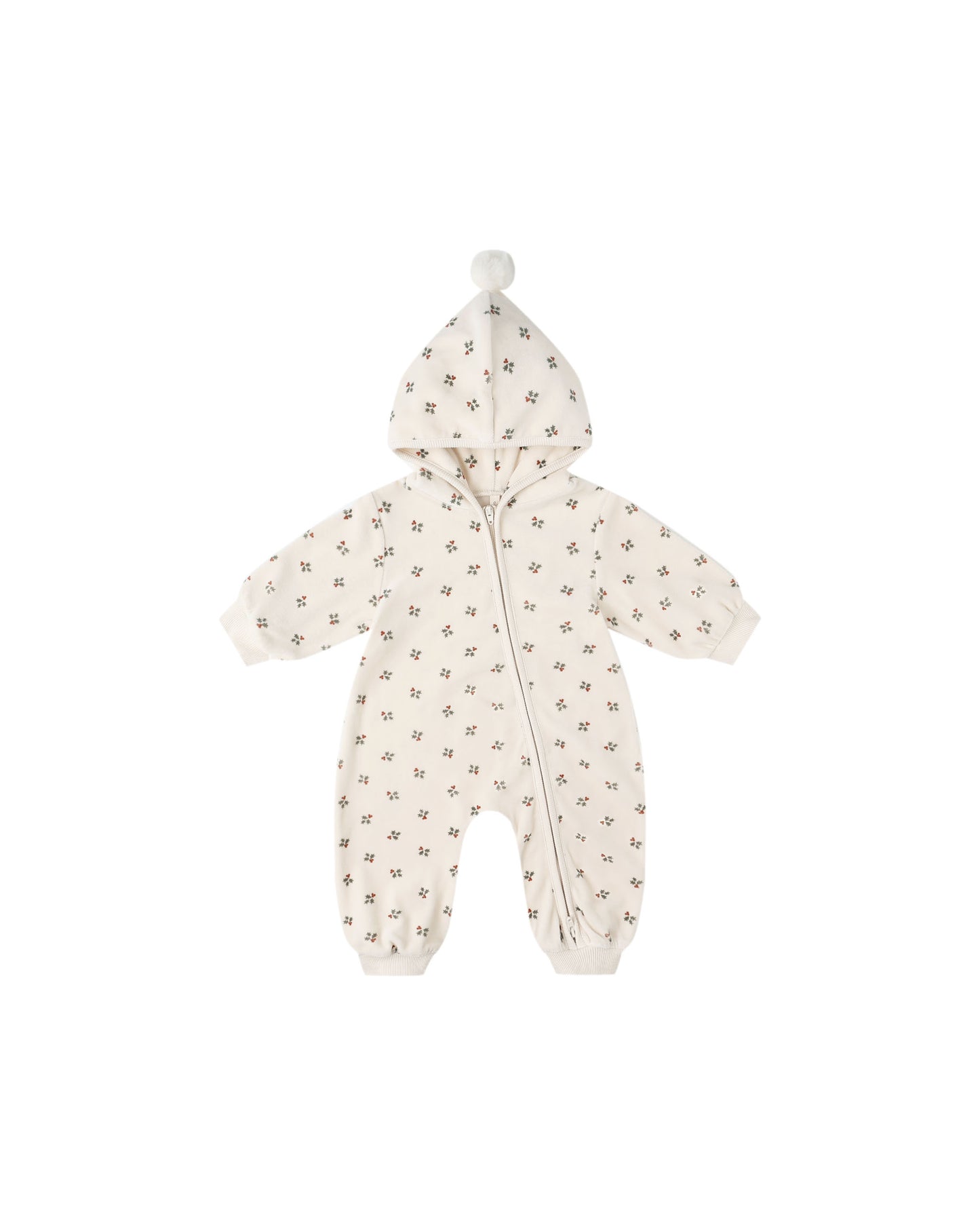 Holly Berry Velour Zip Jumpsuit