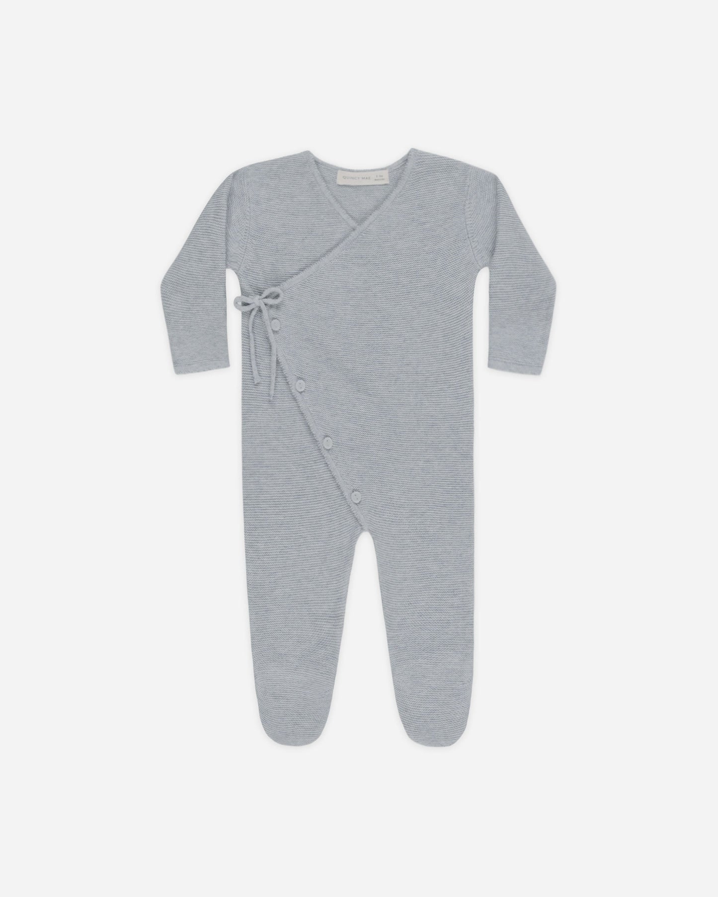 Heathered Dusty Blue Wrap Knit Footie
