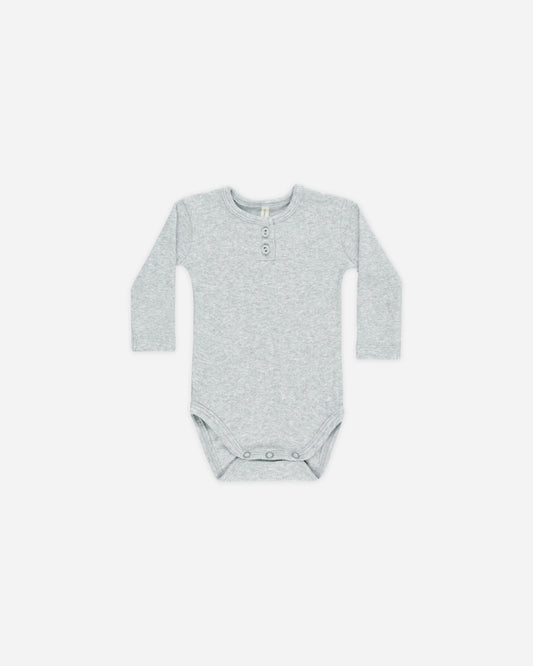 Dusty Blue Ribbed Long Sleeve Onesie