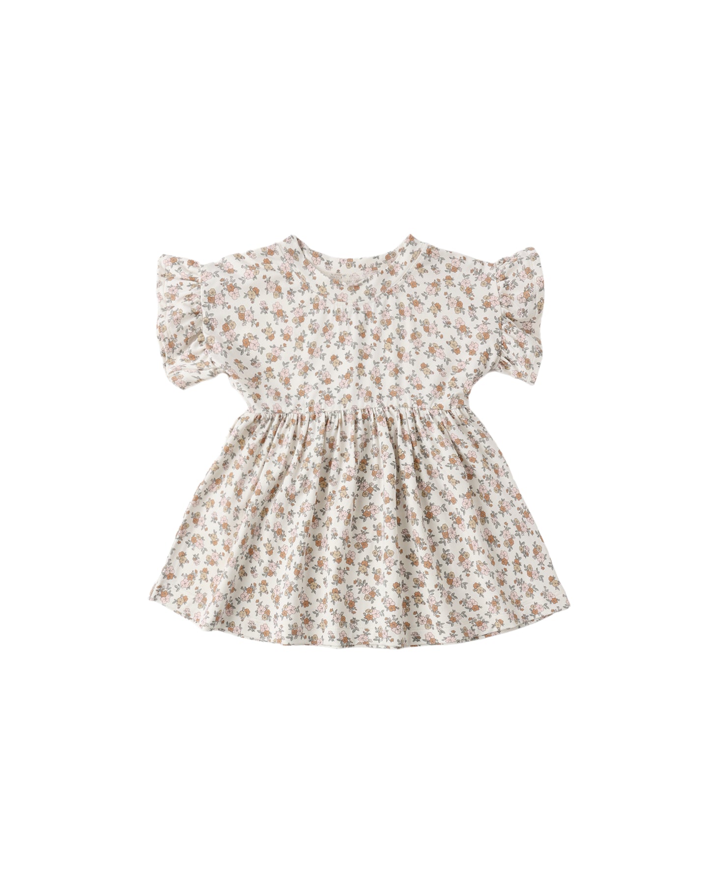 Wildflower bamboo babydoll dress by Quincy Mae, featuring a soft ivory fabric and relaxed fit, shown on a model.