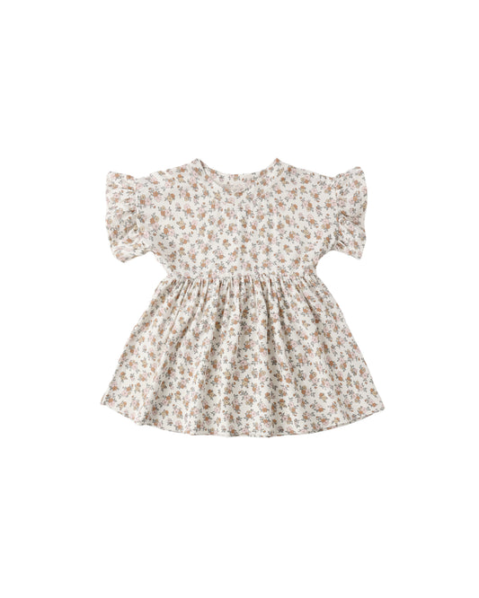 Wildflower bamboo babydoll dress by Quincy Mae, featuring a soft ivory fabric and relaxed fit, shown on a model.