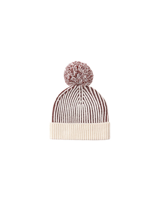Black Cherry Stripe Beanie