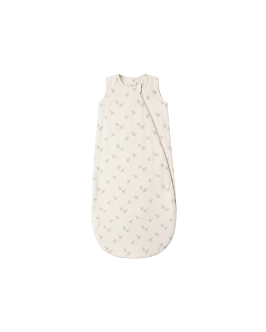 Natural bamboo sleep bag for babies featuring elephant patterns, by Quincy Mae, in a soft, neutral color.