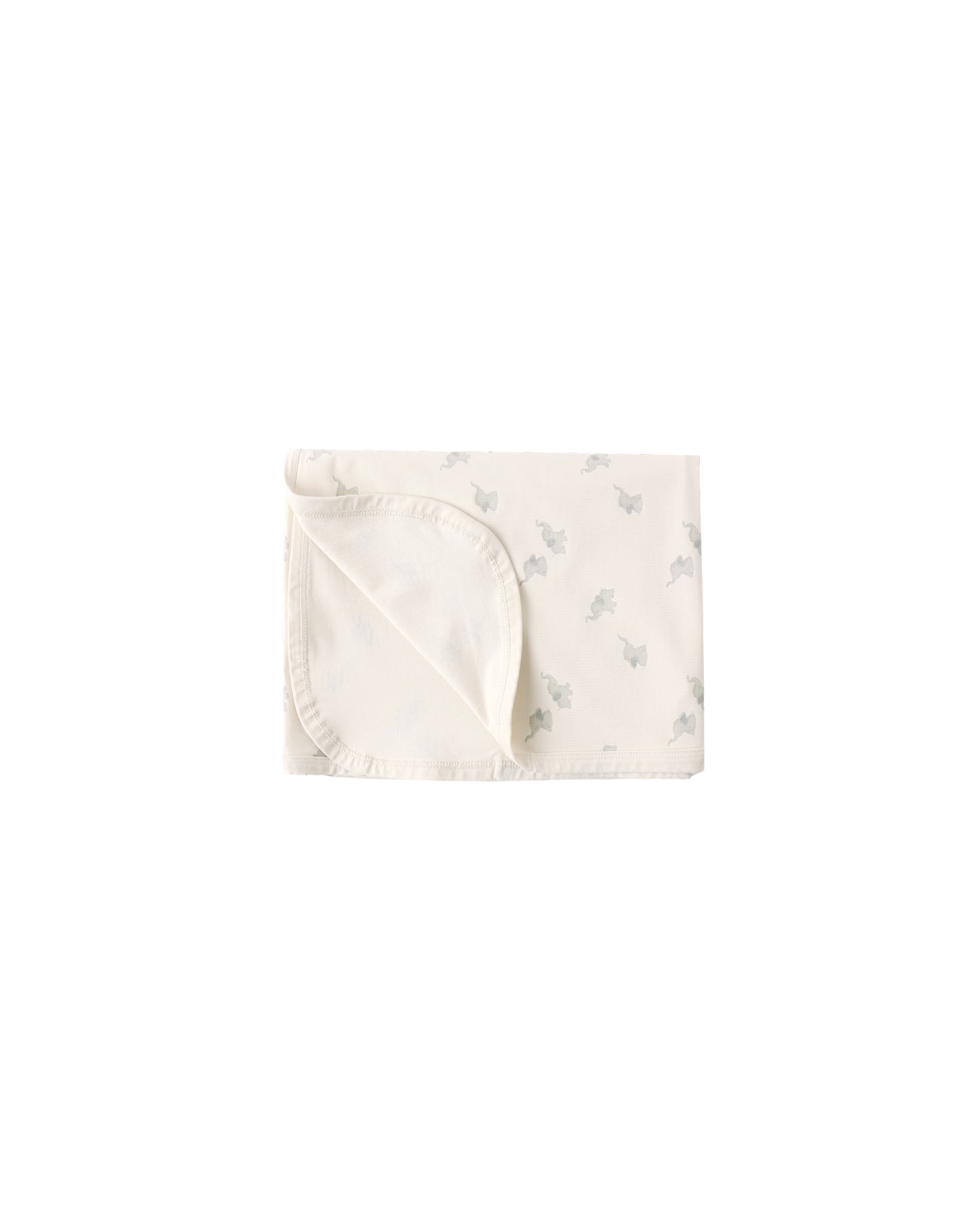 Natural bamboo elephant-themed swaddle blanket by Quincy Mae, featuring soft, lightweight fabric with adorable elephant print.