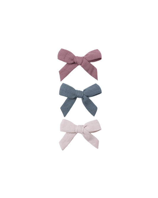 Mulberry, Ocean, Lilac Set of 3 Bow Clip