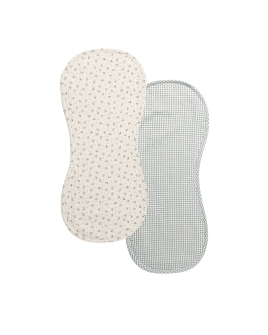Bluebell & Blue Gingham Burp Cloth Set