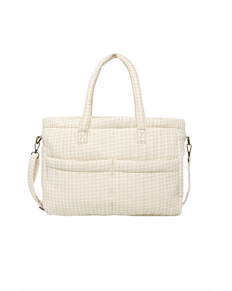 Quincy Mae - Oat Check Diaper Bag + Changing Pad Set