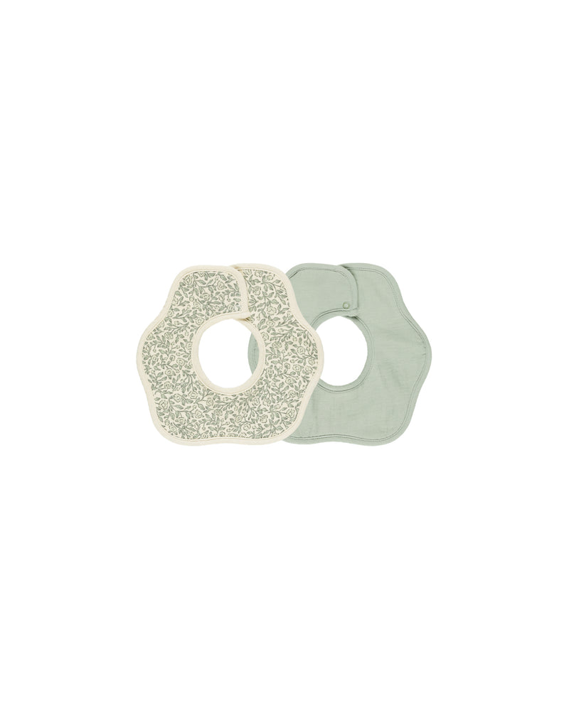 Quincy Mae - Green Garden & Sage Flower Bib Set