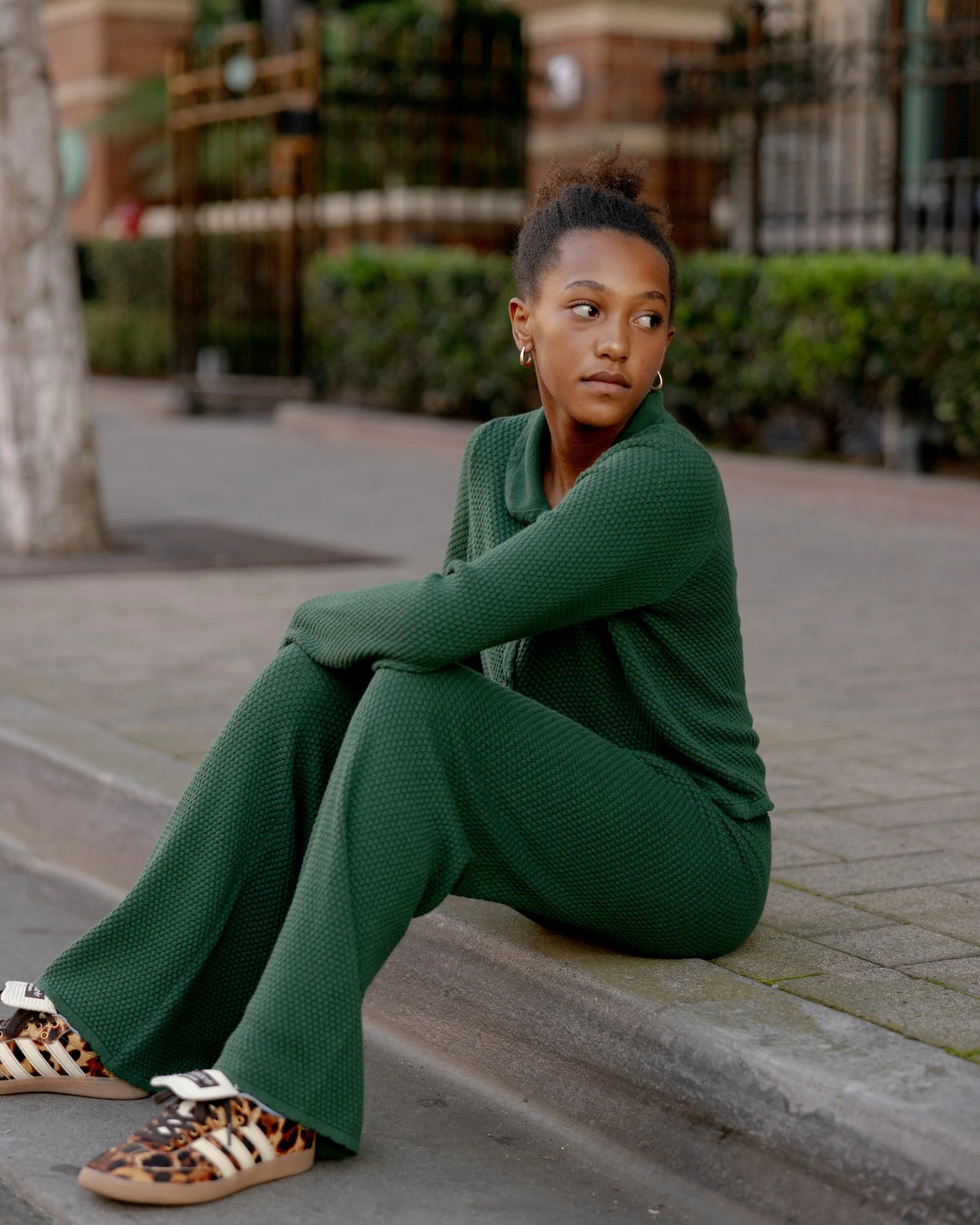 Teen Green Knit Wide Leg Pant