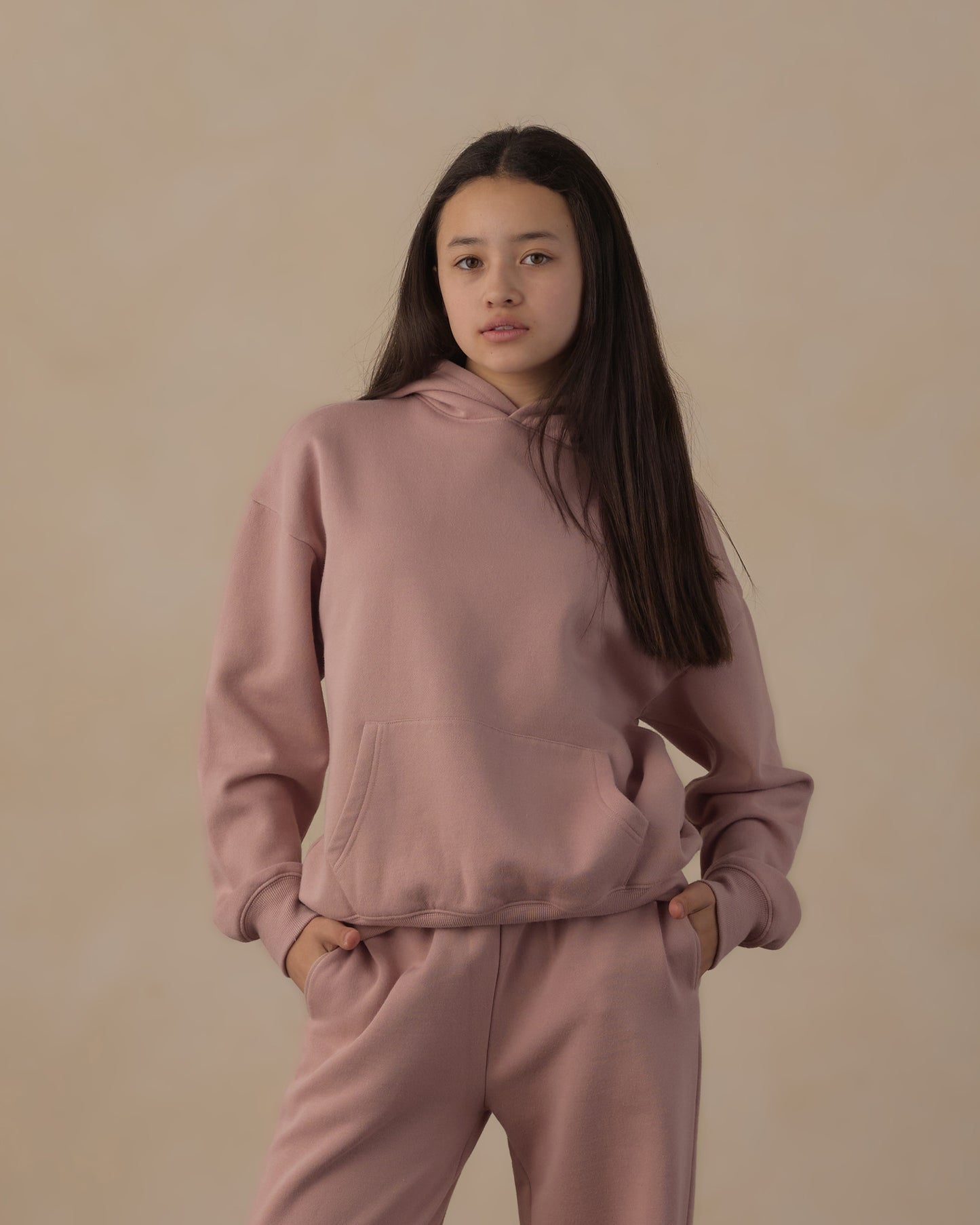 Teen Rosewood Sweatpant by Rylee & Cru, soft pink cotton joggers with elastic waistband and relaxed fit, casual and comfortable for teens.
