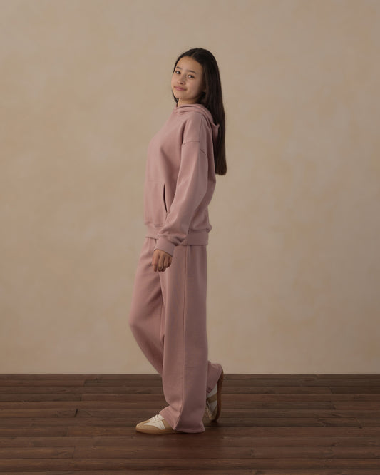 Teen Rosewood Sweatpant by Rylee & Cru, cozy pink cotton joggers with elastic waistband and relaxed fit, perfect for casual wear