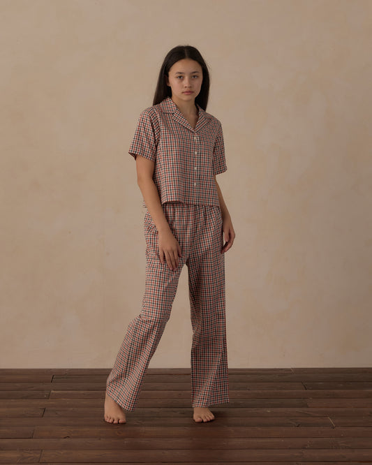 Teen Holiday Gingham Woven Pajama Set