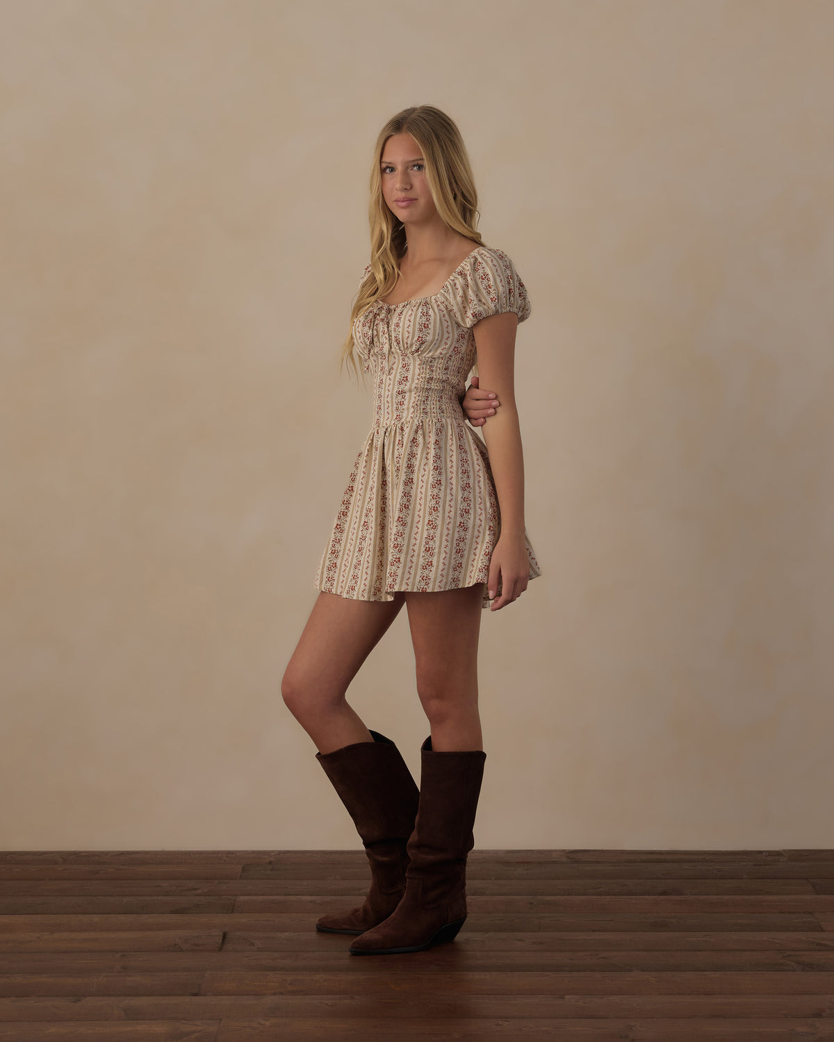 Teen Floral Stripe Alex Dress