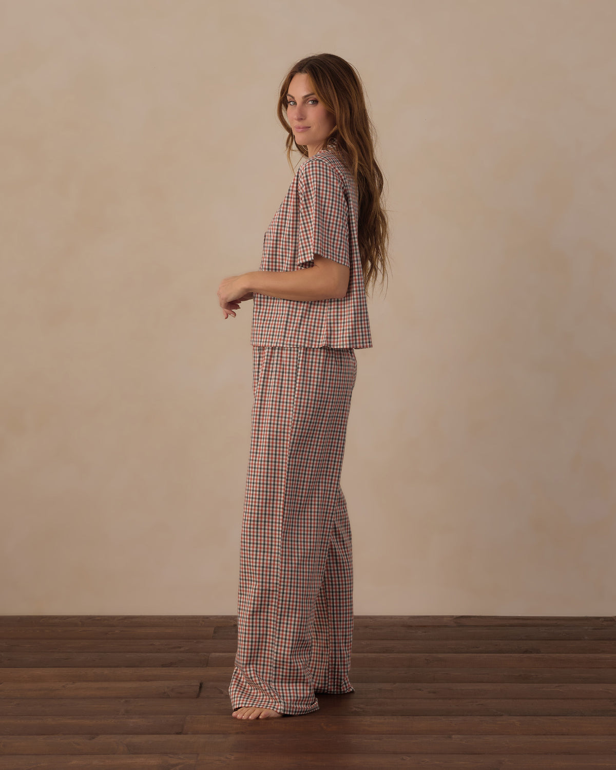 Women's Holiday Gingham Woven Pajama Set