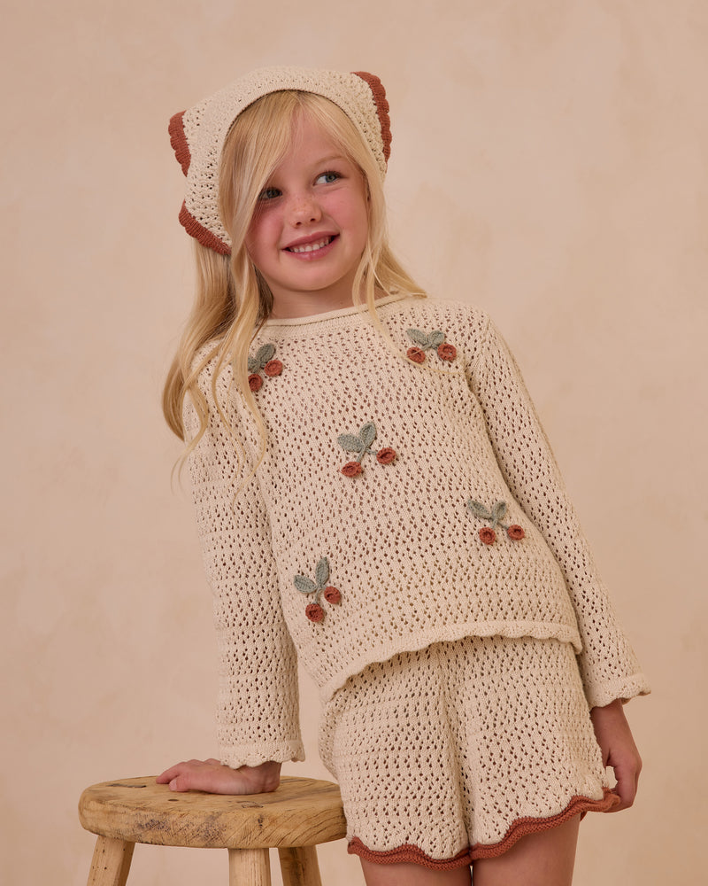 Rylee & Cru - Crochet Knit Pullover || Cherries