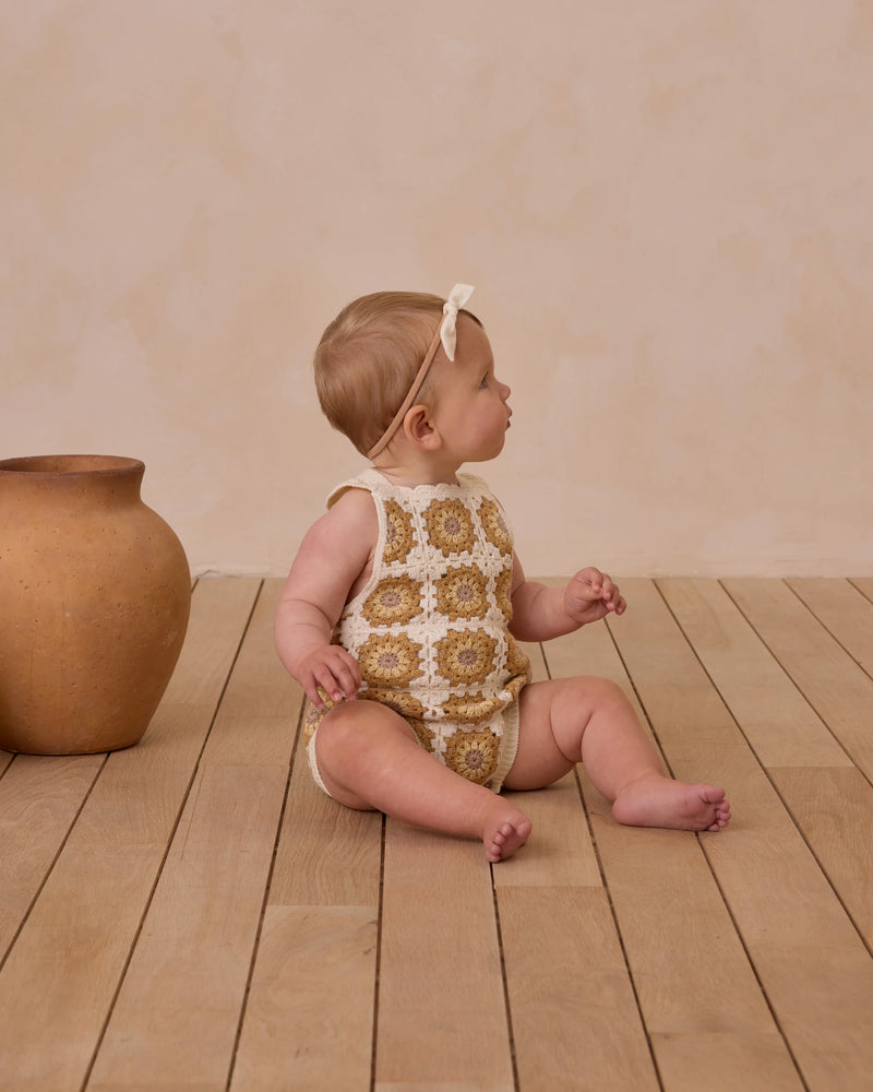 
            
                Load image into Gallery viewer, Rylee &amp;amp; Cru - Marigold Daisy Crochet Romper
            
        