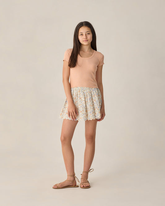 Teen Melon Pointelle Jersey by Rylee & Cru, featuring soft pink fabric with delicate pointelle knit pattern and relaxed fit.