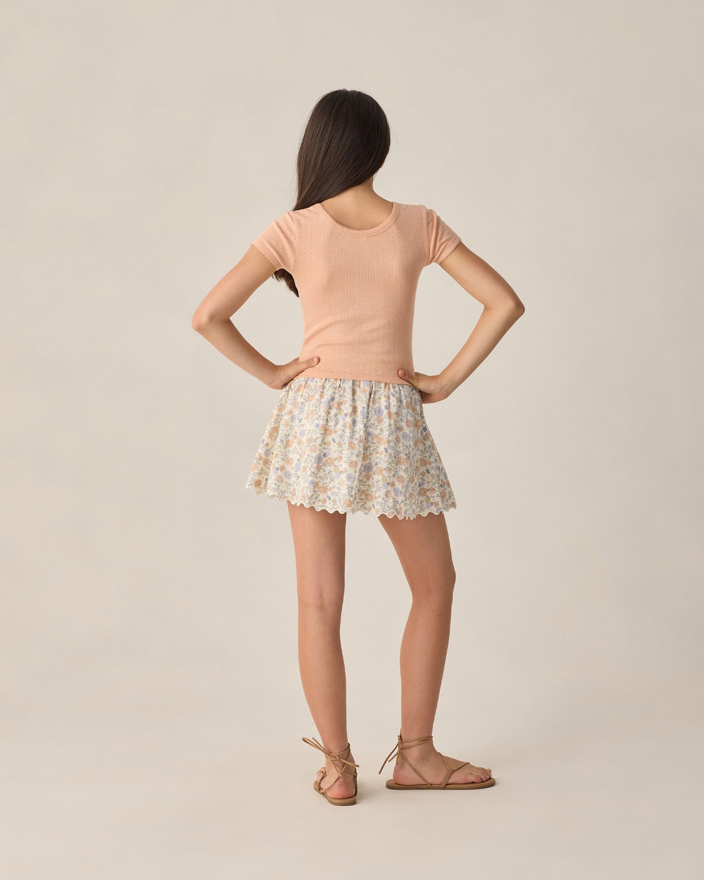 Teen Melon Pointelle Jersey by Rylee & Cru, showing a soft, pastel-colored knit fabric with delicate pointelle pattern.