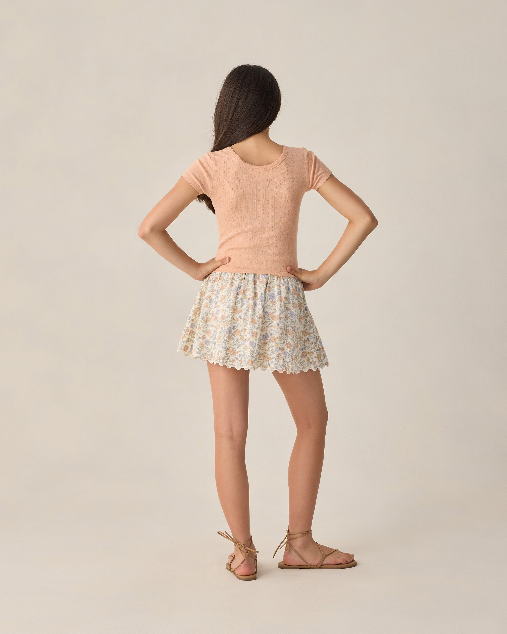 Teen Melon Pointelle Jersey by Rylee & Cru, showing a soft, pastel-colored knit fabric with delicate pointelle pattern.