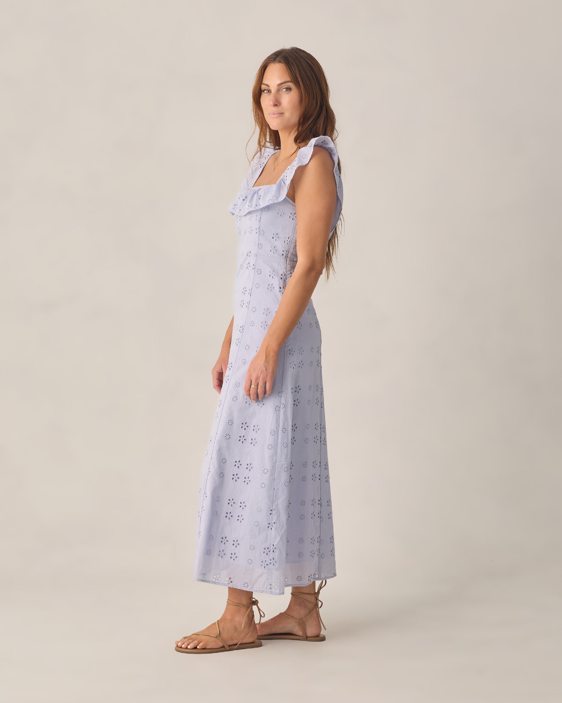 Women's periwinkle Bianca dress by Rylee & Cru, featuring a flowing silhouette and delicate design details.