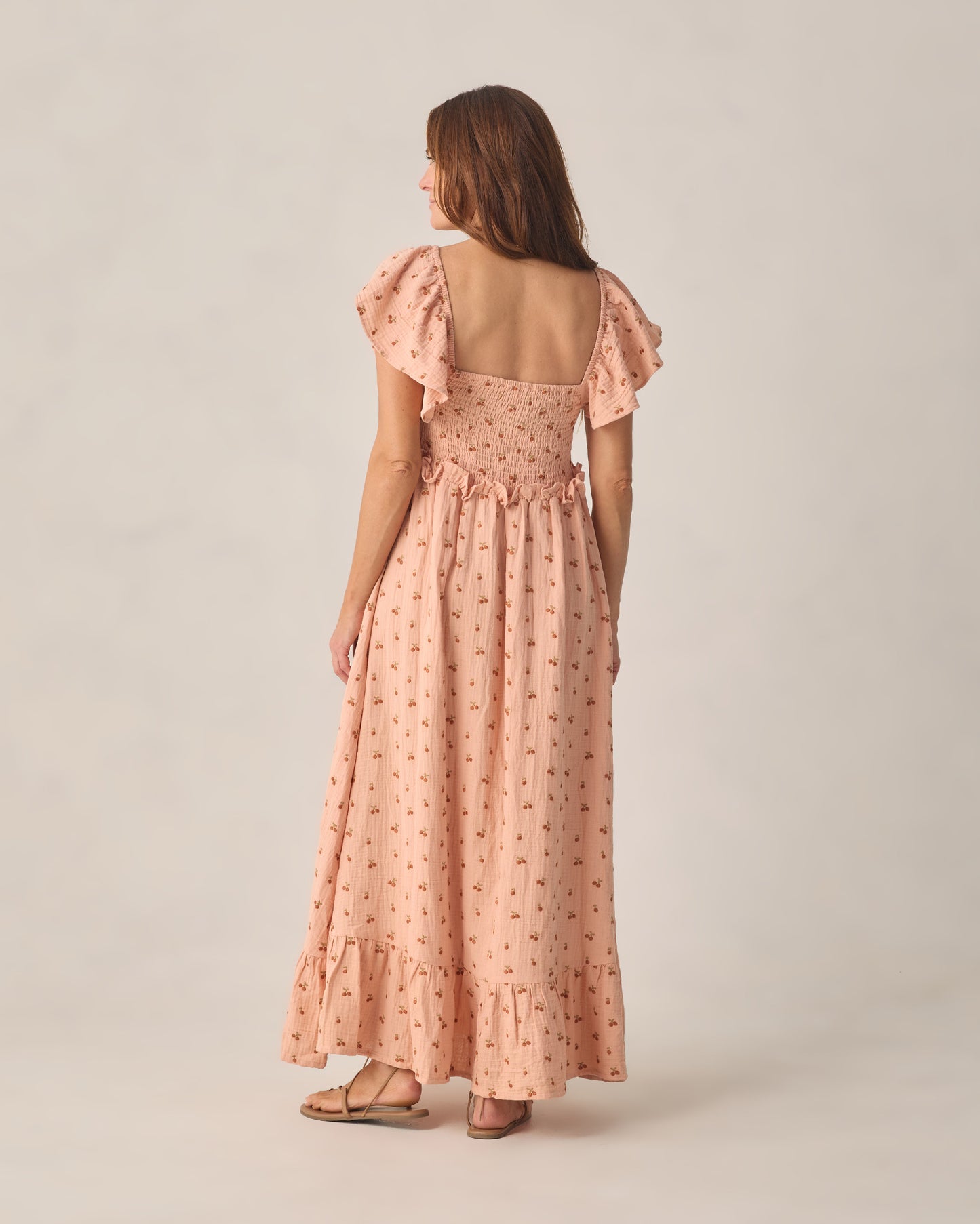 Women's Rylee & Cru Francesca dress with cherry embroidery, featuring a flowy silhouette and soft fabric.