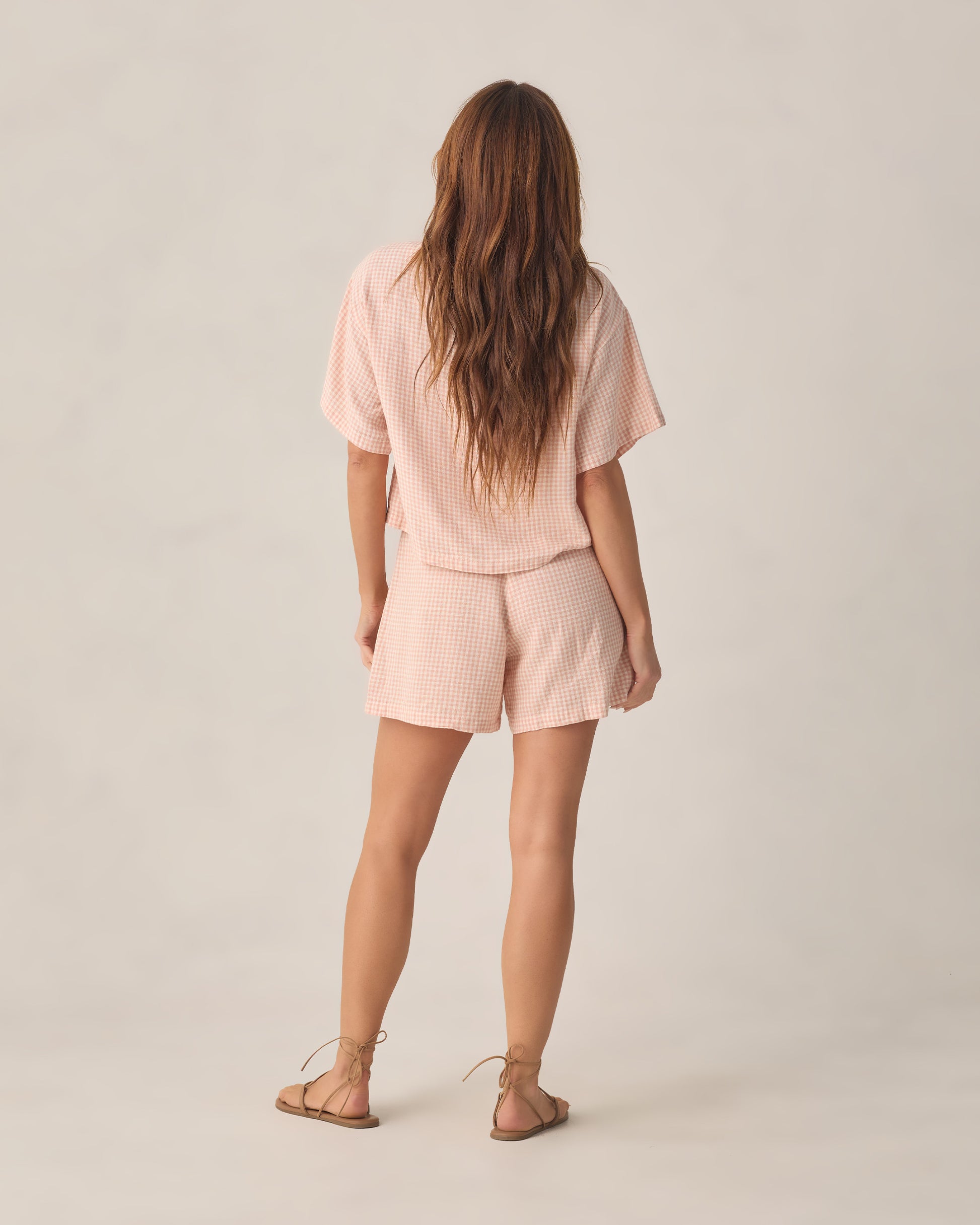 Women's Petal Gingham Juniper Set by Rylee & Cru, featuring a matching top and pants with a petal gingham pattern.