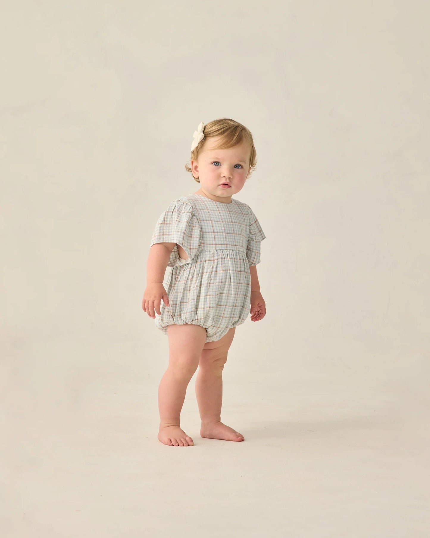 Light Blue Plaid Kalea Romper