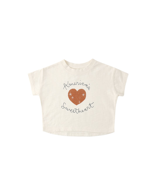 Rylee & Cru Americas Sweetheart Boxy Tee in ivory, featuring a relaxed fit and soft cotton fabric.