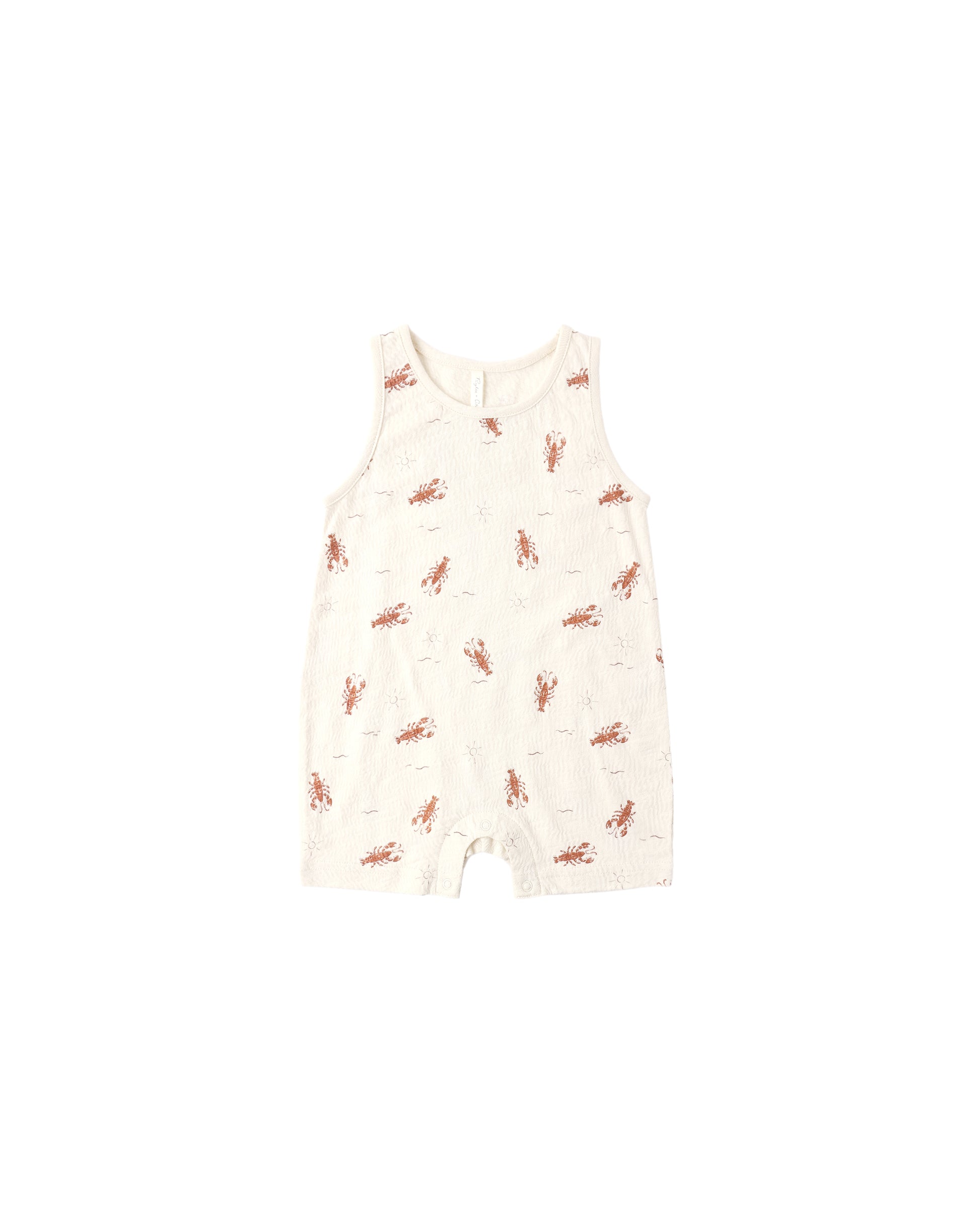 Natural sleeveless lobster one-piece swimsuit by Rylee & Cru, featuring a lobster print and comfortable fit.