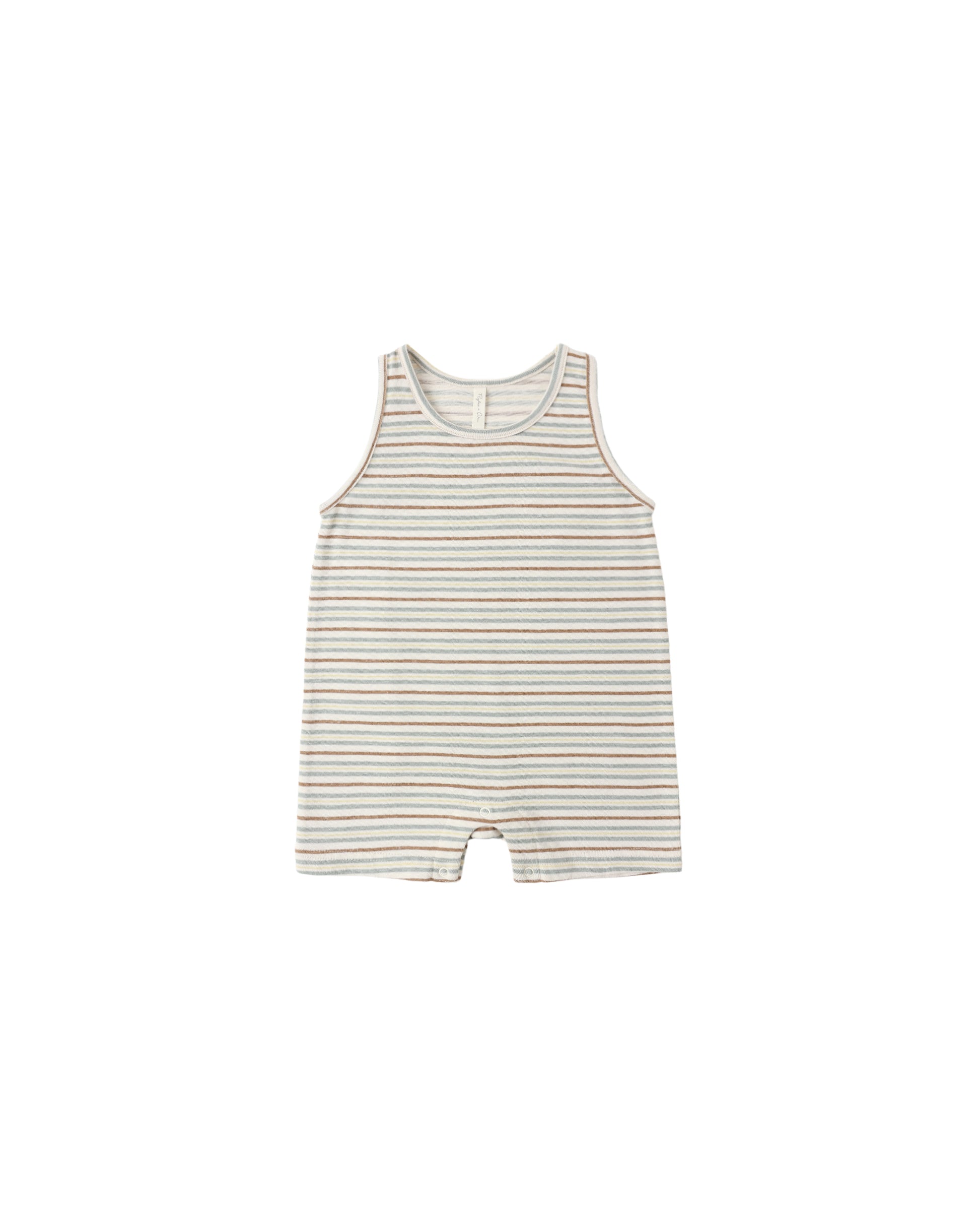 Vintage stripe sleeveless one-piece swimsuit by Rylee & Cru, featuring colorful retro-inspired design and classic fit.
