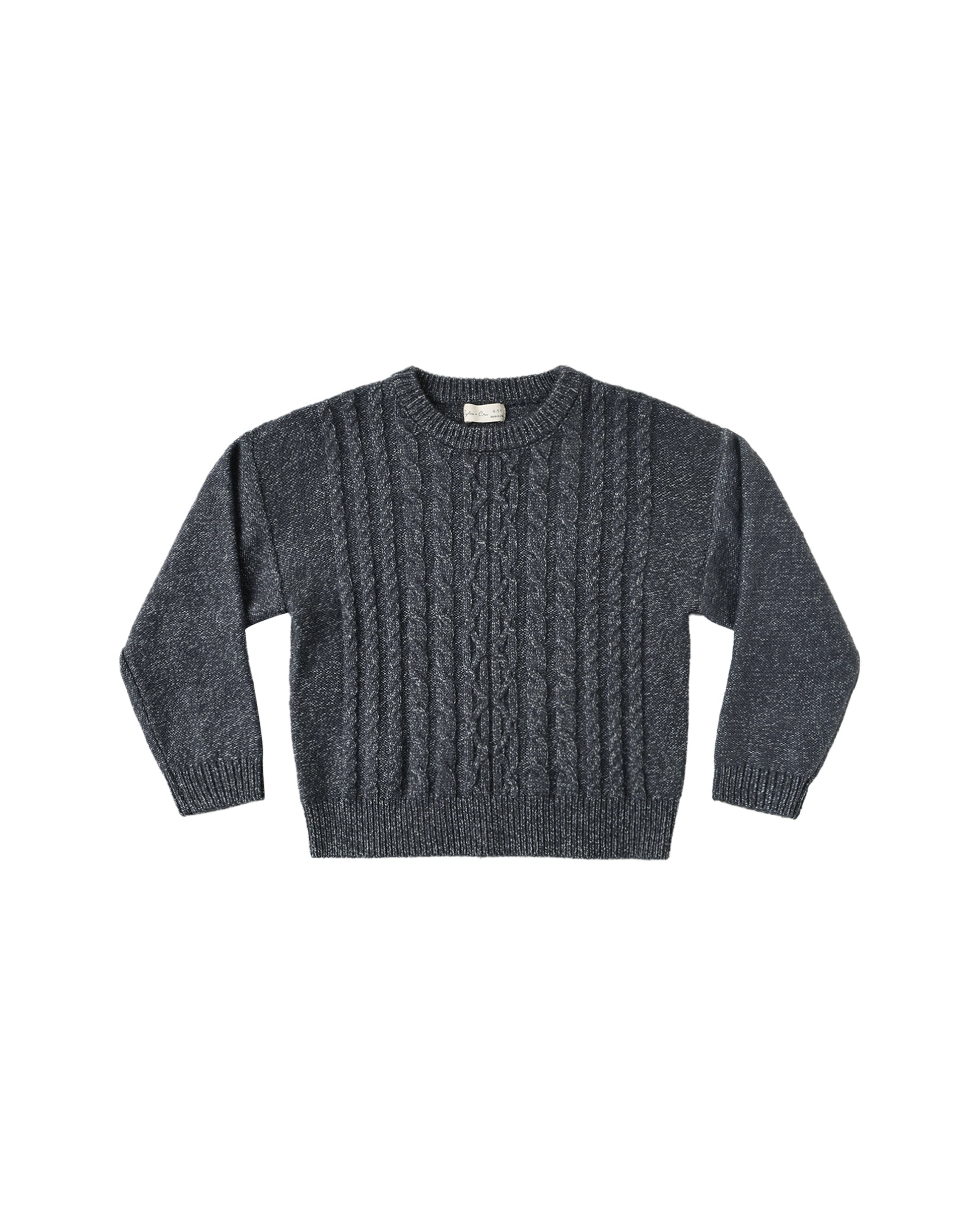 Rylee & Cru Midnight Aspen Sweater in dark navy, soft knit fabric, featuring a cozy, relaxed fit with long sleeves and ribbed cuffs.