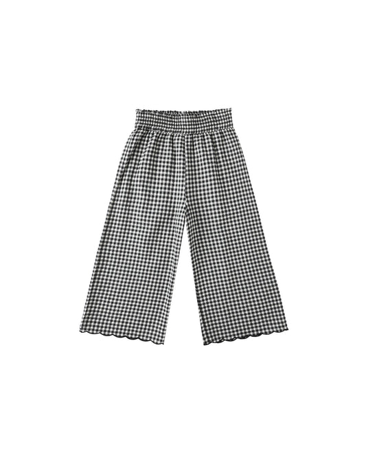 Black Gingham Wide Leg Pant