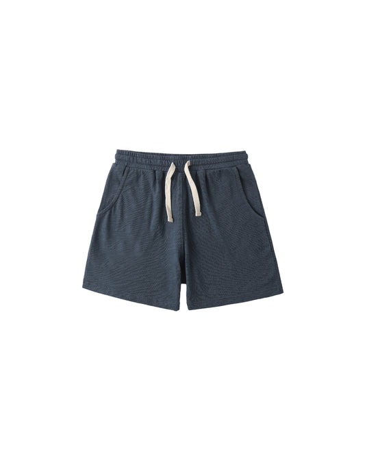 Navy Sam shorts by Rylee & Cru featuring a relaxed fit and elastic waistband for comfortable children's wear.