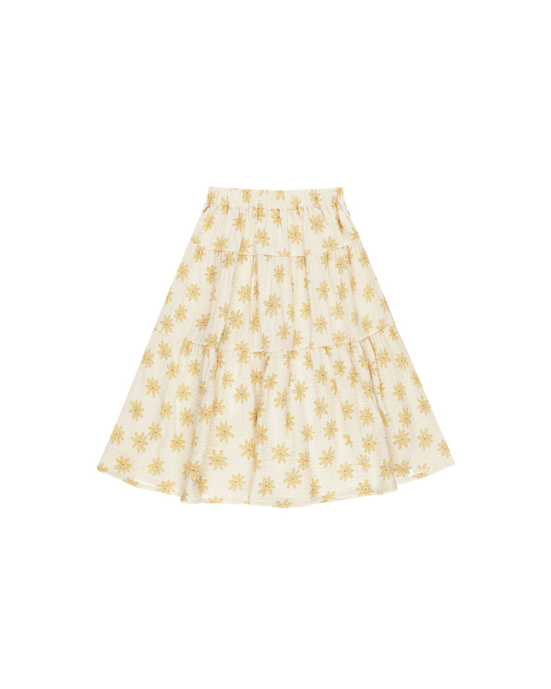 Rylee & Cru - Tiered Midi Skirt || Daisies