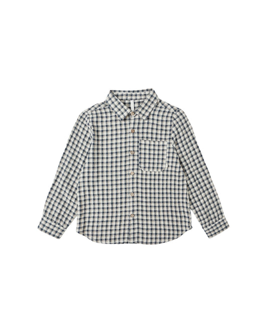 Rylee & Cru - Navy Check Collared Long Sleeve Shirt