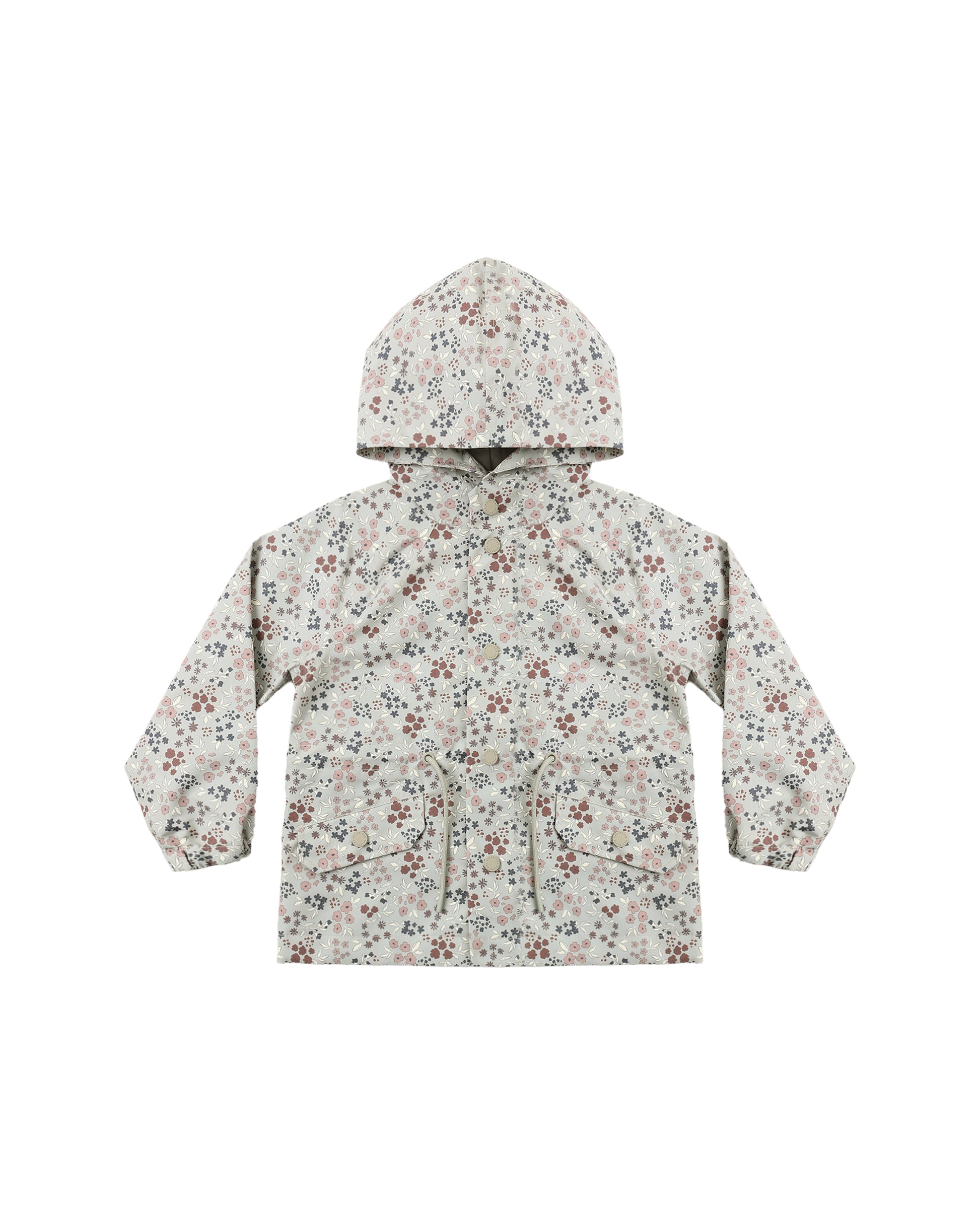 Rylee & Cru garden raincoat in sage green, lightweight waterproof jacket with a hood, suitable for outdoor gardening.