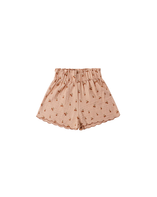 Rylee & Cru Melon Remi Short in soft fabric with a playful melon pattern, styled with elastic waistband and relaxed fit.