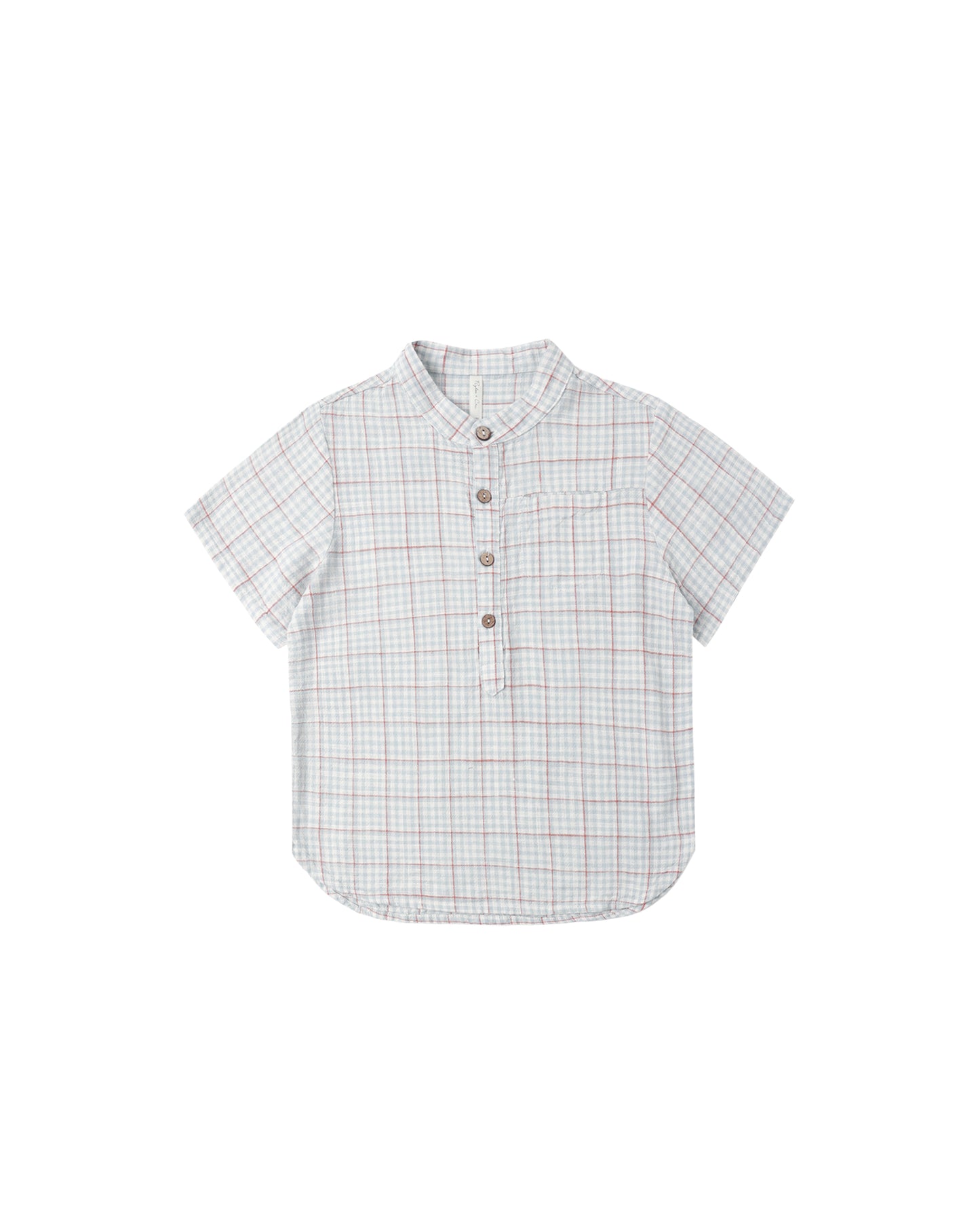 Light blue plaid Mason shirt for kids by Rylee & Cru, featuring a classic button-up design and soft fabric.