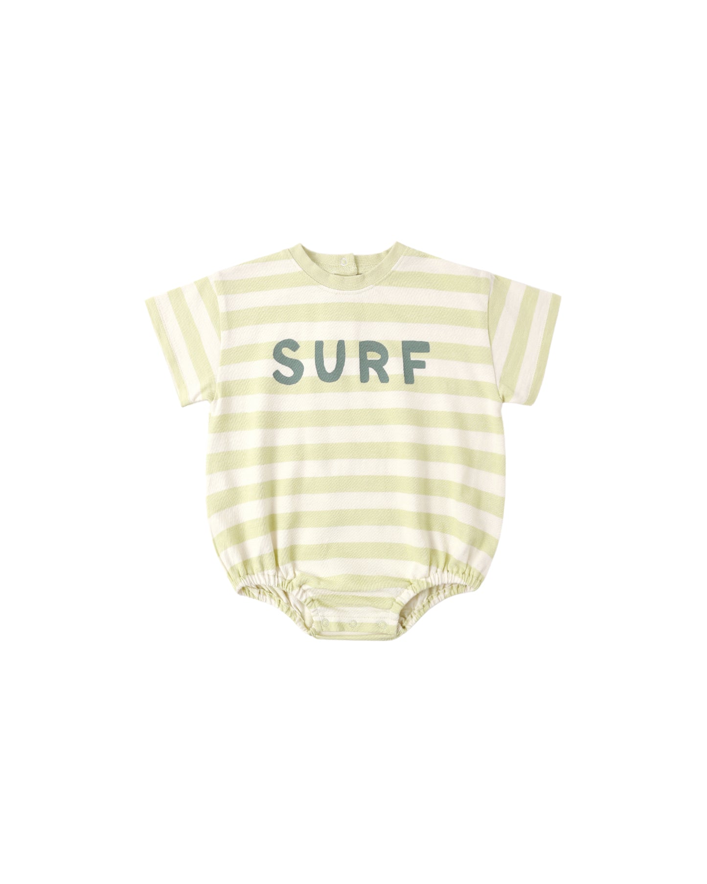 Rylee & Cru Bubble Romper for babies in citron color, with relaxed fit and playful bubble design, shown on a child.