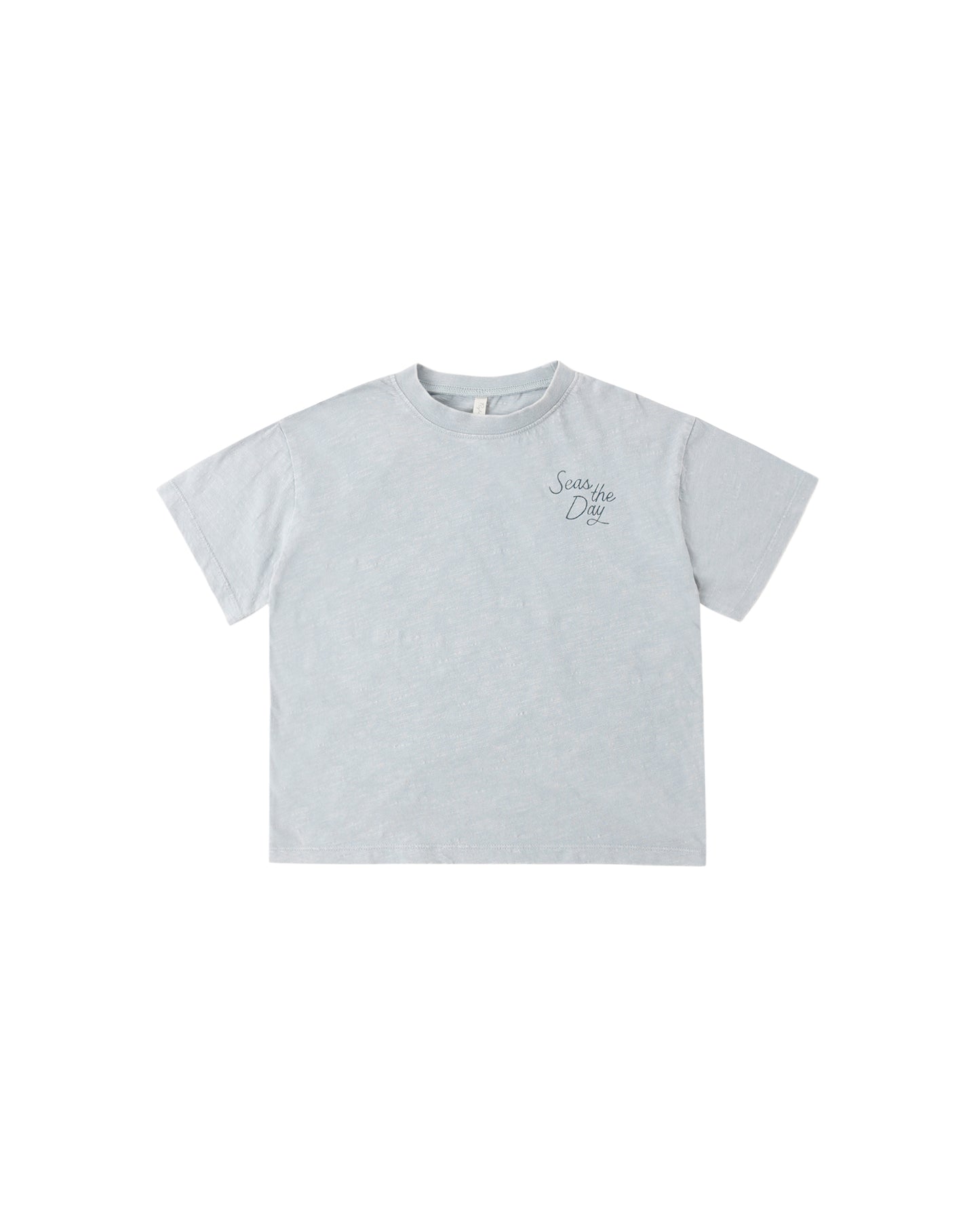 Light blue Rylee & Cru Seas the Day Relaxed Tee, casual cotton t-shirt with relaxed fit and nautical-inspired design.