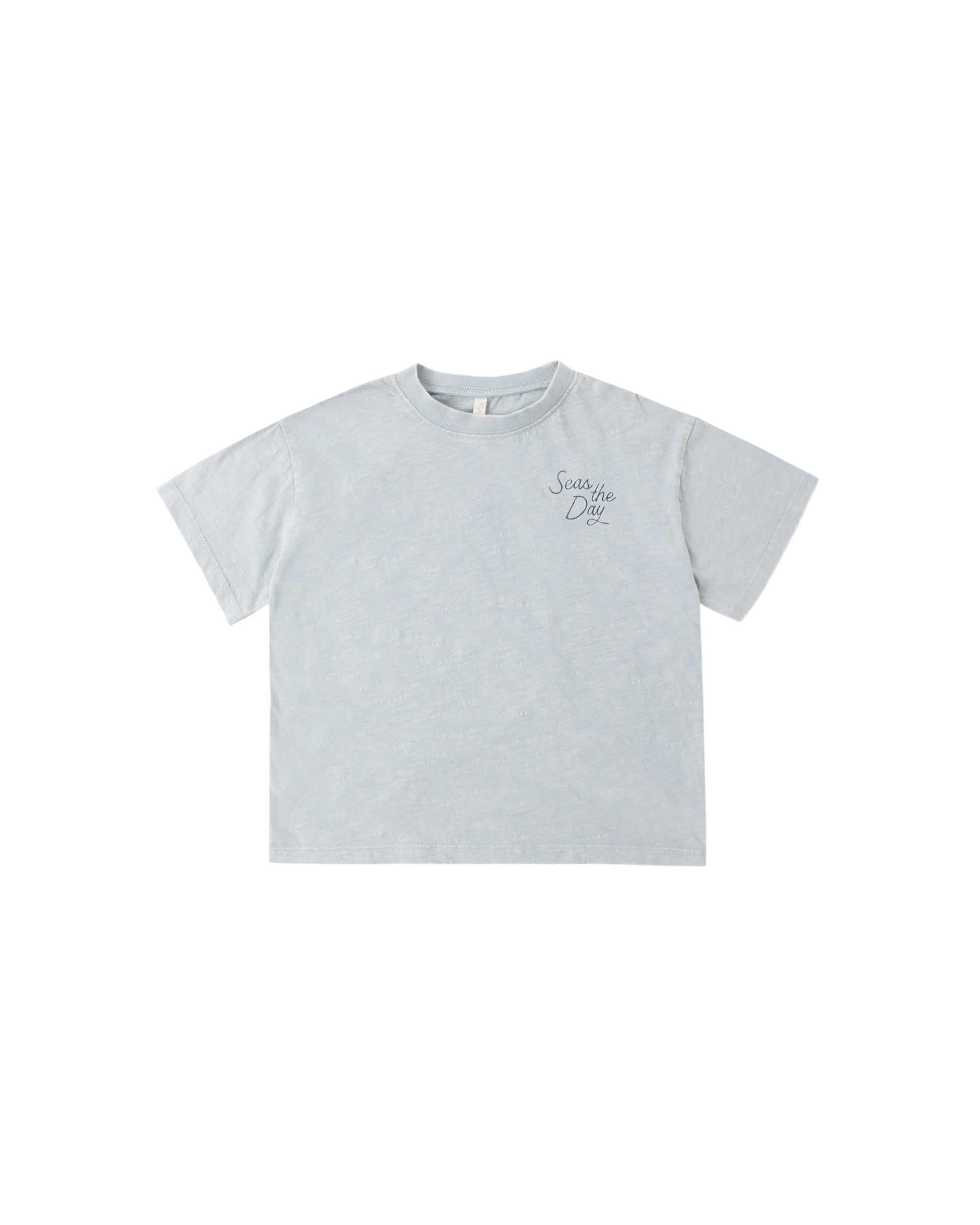 Light blue Rylee & Cru Seas the Day Relaxed Tee, casual cotton t-shirt with relaxed fit and nautical-inspired design.