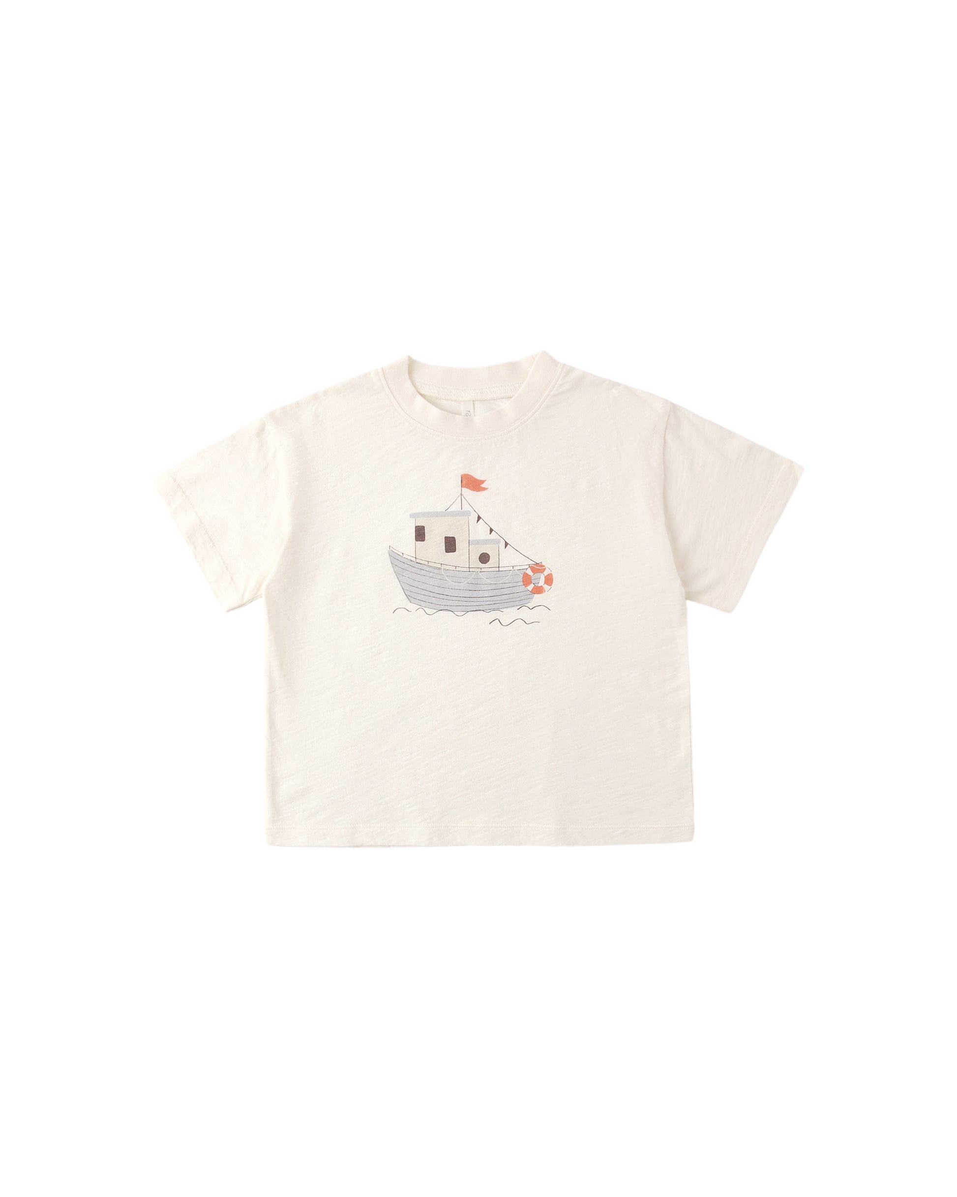 Rylee & Cru Tug Boat Relaxed Tee in ivory fabric, featuring a casual fit and nautical-inspired design on a plain background.