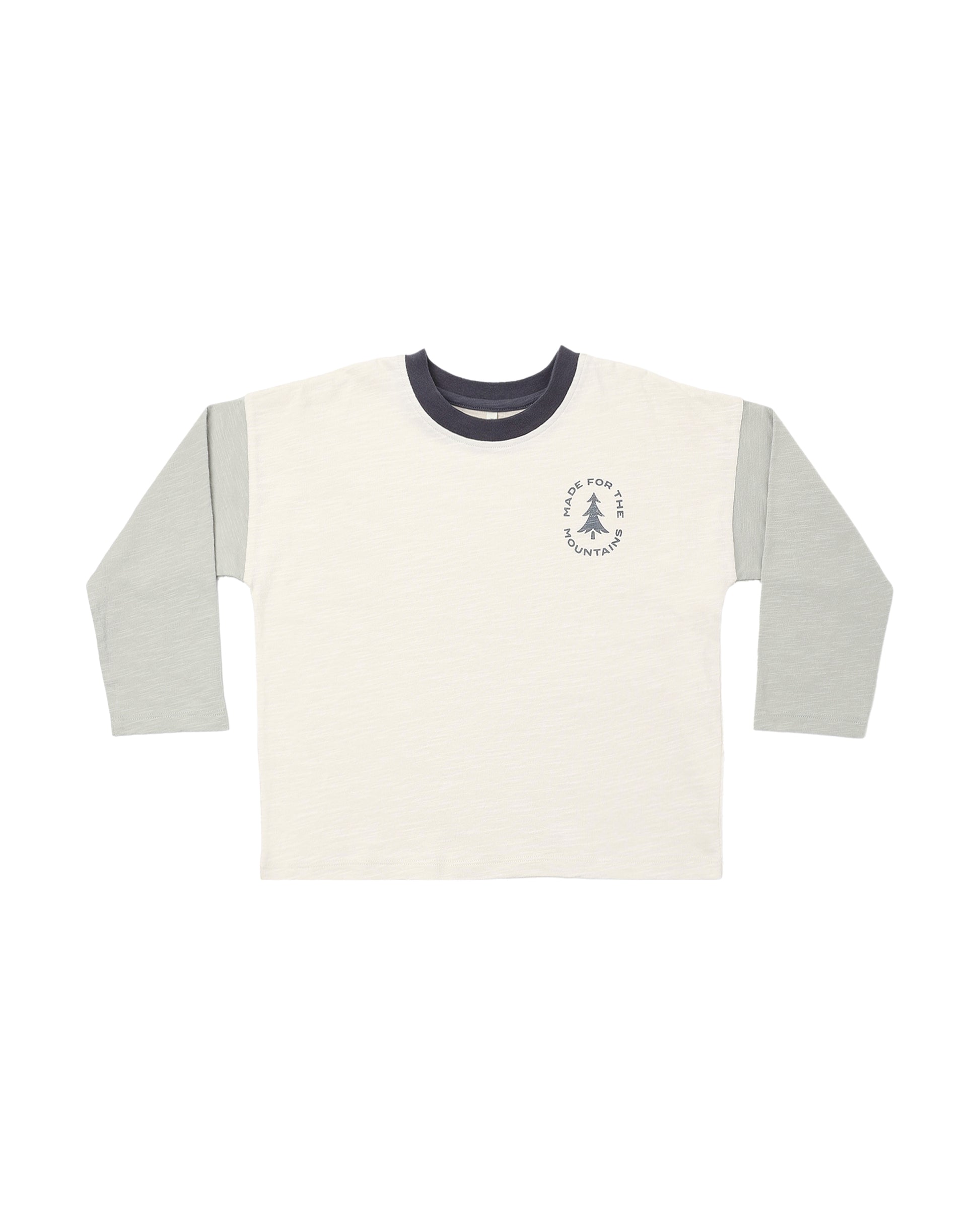 Rylee & Cru Made for the Mountains Camden long sleeve tee in natural color, featuring a comfortable fit and mountain-inspired design.
