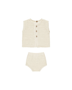 Rylee & Cru - Scallop Knit Baby Set || Cherry