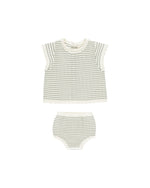 Rylee & Cru - Scallop Knit Baby Set || Sage Stripe