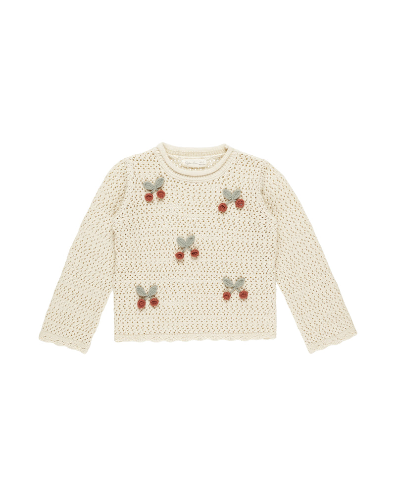 Rylee & Cru - Crochet Knit Pullover || Cherries