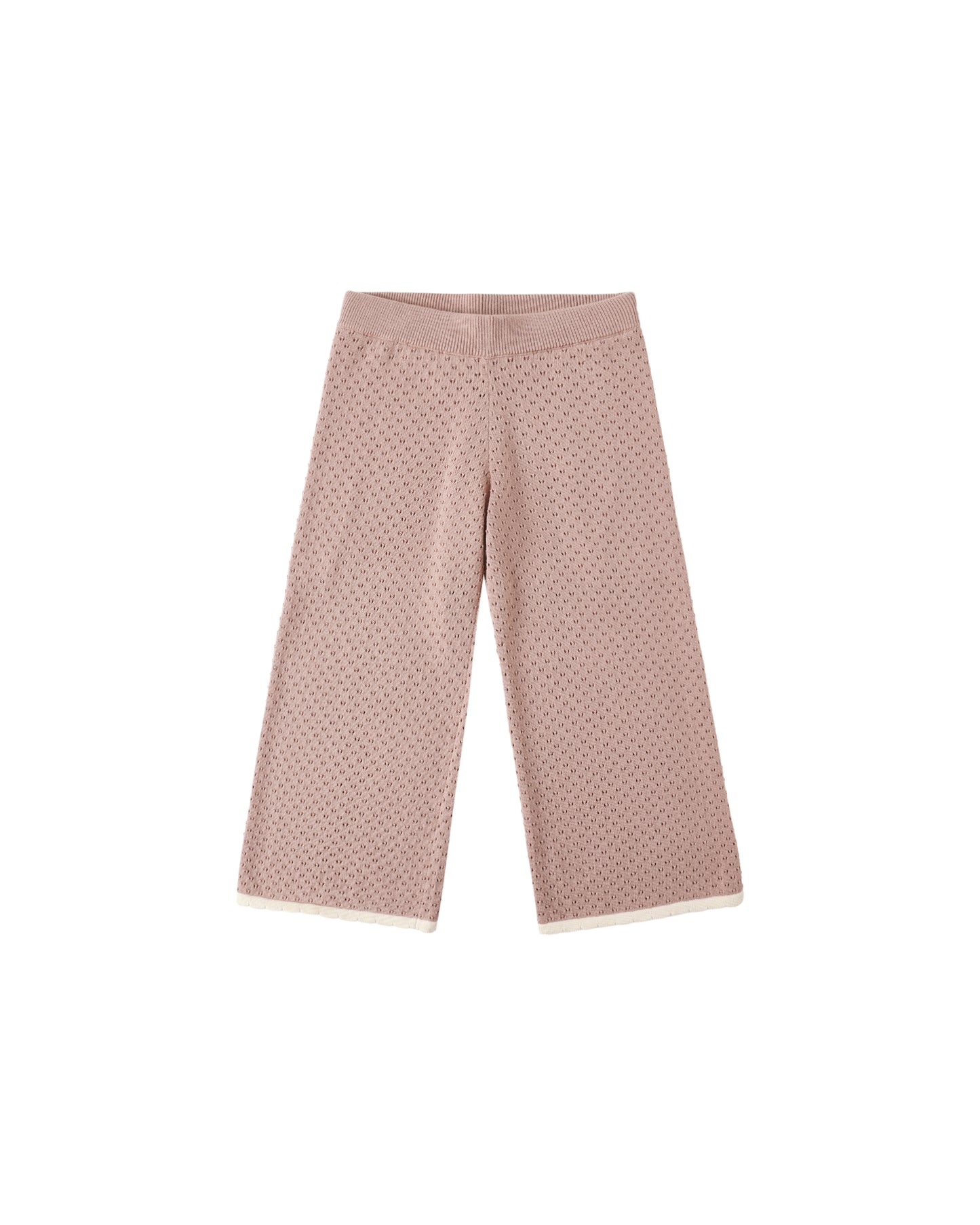 Rosewood Pointelle Knit Pant by Rylee & Cru, soft pink baby pants with delicate knit pattern, cozy and stylish for little ones.